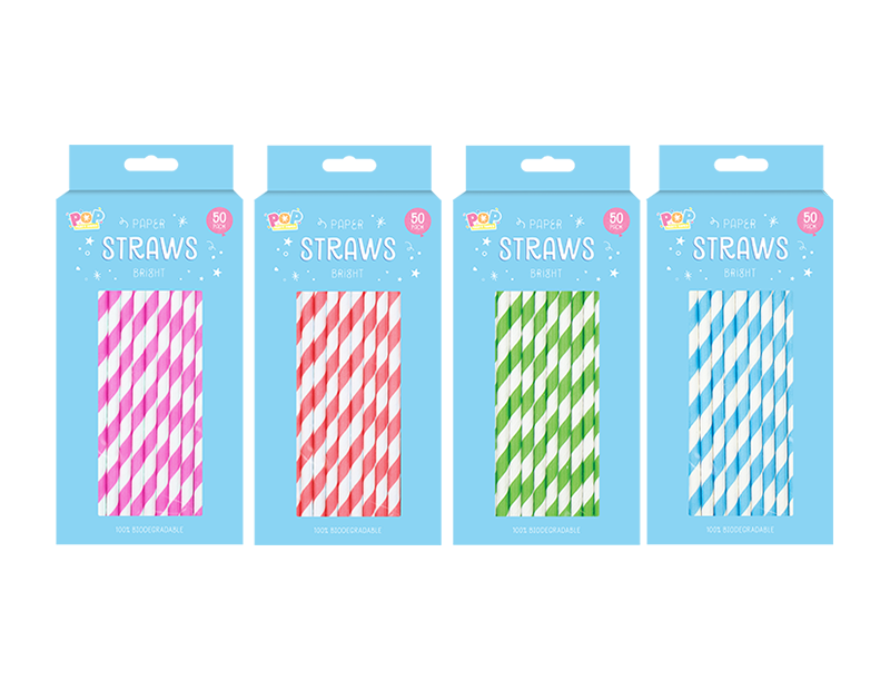 Paper Straws Bright - 50 Pack